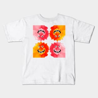 Slime Jelly Monster Emoji Pixel Smiling Face Kids T-Shirt